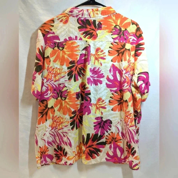 White Stag women's tropical linen blend shirt , size XL ( 16-18 ) - Picture 2 of 8